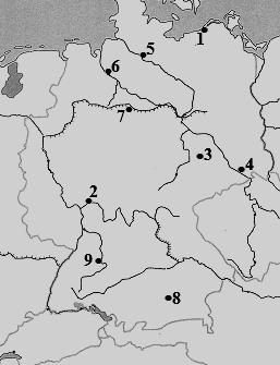 3. Proučite skicu zemljovida te riješite zadatke! Imenujte gradove označene brojevima na skici zemljovida! 1.... 2.... 3.... 4.... 5.... 6.... 7.