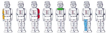 15 3. hét 1. Keresd meg a robotok párjait, majd színezd ugyanolyan színûre! 2.