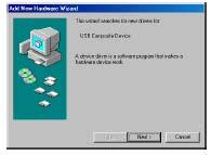 Driver-telepítés és -beállítások (Windows) Windows 98-használóknak Először az USB kompozit eszköz-driver lesz telepítve, majd az USB audioeszköz-driver. A következőképpen telepítheti a drivereket.