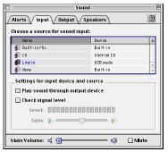 Driver-telepítés és -beállítások (Macintosh) 5 A Choose a source for sound input (Device)-nál válassza az USB audio opciót.