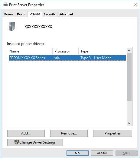 felső részén. Windows Vista/Windows Server 2008 Kattintson jobb egérgombbal a Nyomtatók mappára, majd kattintson a Futtatás rendszergazdaként > Kiszolgáló tulajdonságai elemre.