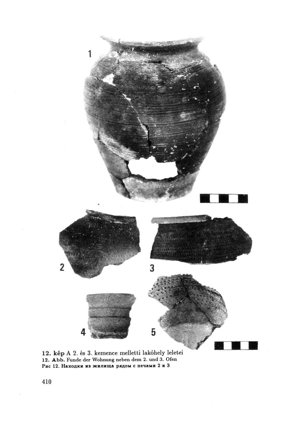 12. kép A 2. és 3. kemence melletti lakóhely leletei 12. Abb.