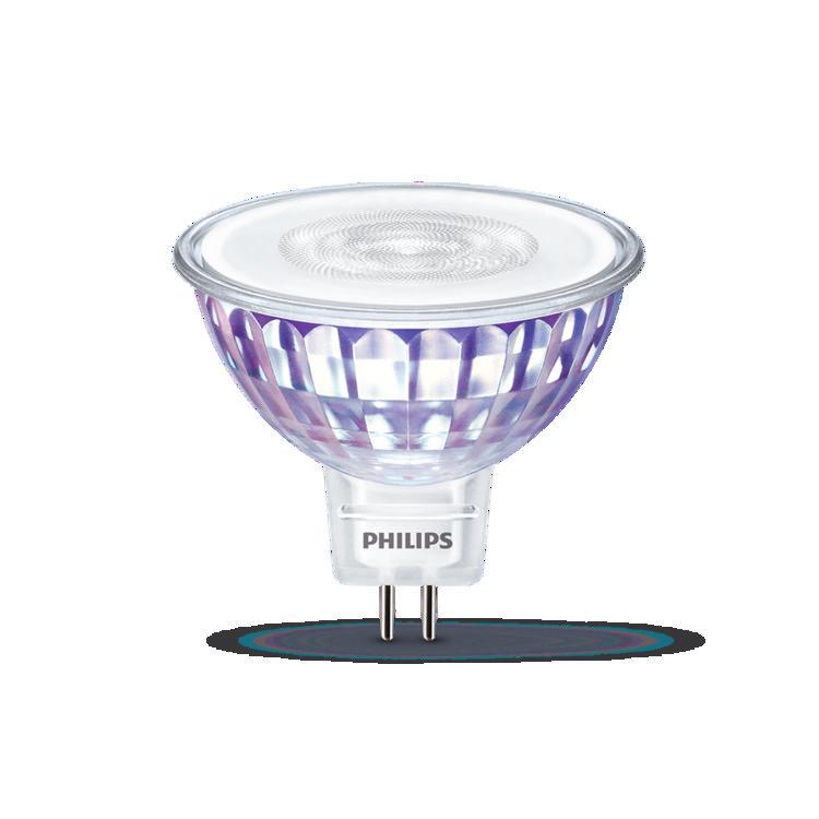 A Philips MASTER VALUE MR6 LED szptlámpák frmája a lámpa hátsó részén tökéletesen megegyezik azn halgénlámpák frmájával, amelyek kiváltására  Előnyök Akár