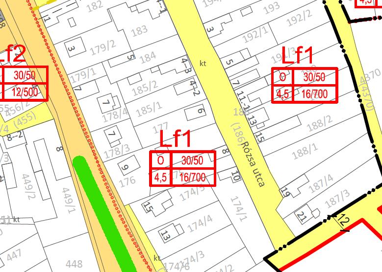tartalmazzák, s nem illeszkednek a kialakult állapothoz, mivel a 187/3, illetve a 187/4 hrsz.