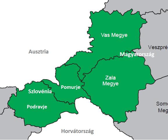 Programterület - Programsko območje Szlovénia: Podravje és Pomurje régió Magyarország: Vas és Zala megye 10.658 km 2 Kb.