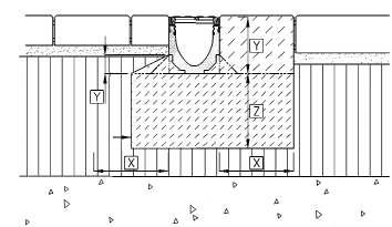 Beépítési utasítások MULTILINE rendszer Terhelési osztály A15-C250 D400-E600 Burkolat: aszfalt Útpálya beton / Szegélykô Kopóréteg Kötôréteg Bitumenes teherhordó réteg Munkahézag Teherhordó réteg