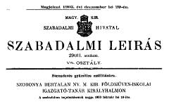 ex pannonia grožđa. Mađarskom kraljevskom patentnom uredu sa sedištem u Budimpešti podneo je zahtev 16. februara 1903.