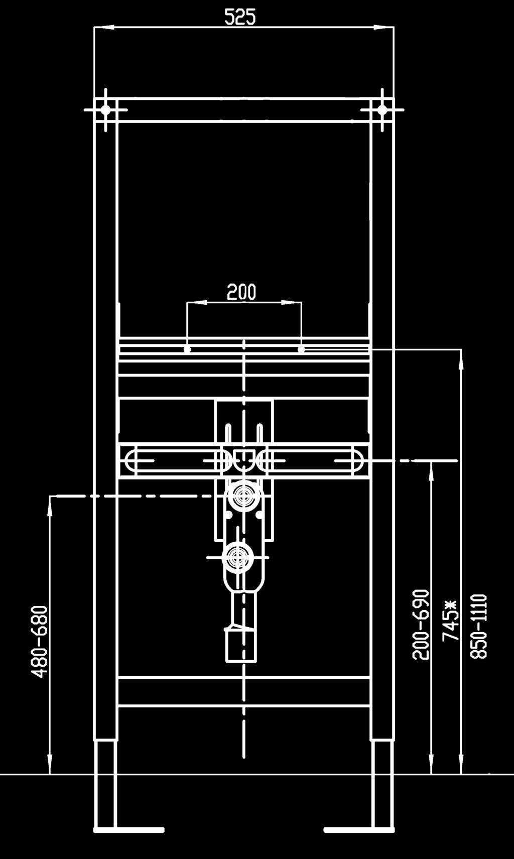 700x1185 mm CMPX150 7612982097232 130, Tartozékok: AQUAFIX-Szögvas-szet Szerelőpanel, mozgássérültek részére használt