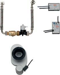mágnesszelep, elektromos modul és a szifon kívül szerelt szenzorral, vízkapcsolat nélkül.