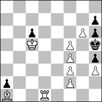K40 Fritz Giegold, Süddeutsche Schachzeitung, 1959. 1. h1 d4 2. a1 d3 3. a3 bxa3 4."a1 a2 5.+a3 Kxf6 +b2#.