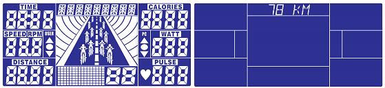 TIME (IDÖ) SPEED (SEBESSÉG) RPM DISTANCE (TÁVOSÁG) CALORIES (KALORIA) PULSE (PULZUSFREKVENCIA) WATTS Idő hozzászámolása: ha nincs beállítva az edzés hossza, az idő 00:00 fog hozzászámolódni, míg el