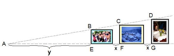 01. évi Bolyai János Megyei Matematikaverseny 11. évfolyam 1. Lajos az új lakásában három képet szeretne felrögzíteni az egyik üres falra. A képek méretei: 5x5, 51x0, 8x60 cm.