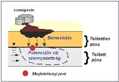 Ezek az elvek úgy érvényesíthetők a javasolt kockázatfelmérési módszerben, ha a szennyezett közeg alá potenciális hatásviselőt (megfelelőségi pontot) helyeznek, és a