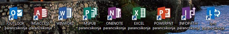 36 A program indítása Office parancsikonok a munkaasztalon Mint korábban bemutattuk, a gyakran használt programokhoz érdemes parancsikont létrehozni a munkaasztalon.