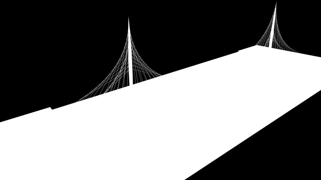 ALTERNATÍVÁK: Szimmetrikus, kétpilonos ferdekábeles híd alaprajzilag íves, inflexiós