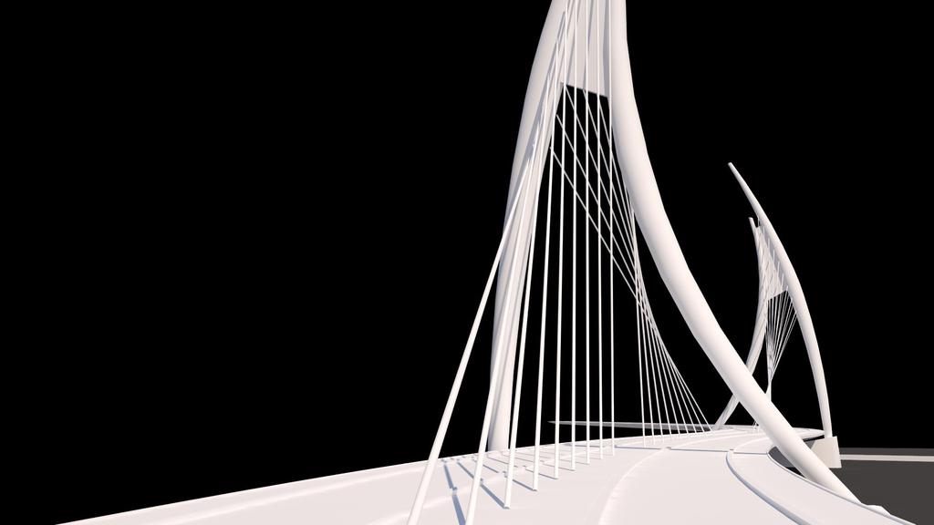 ALTERNATÍVÁK: Antimetrikus, kétpilonos ferdekábeles híd alaprajzilag