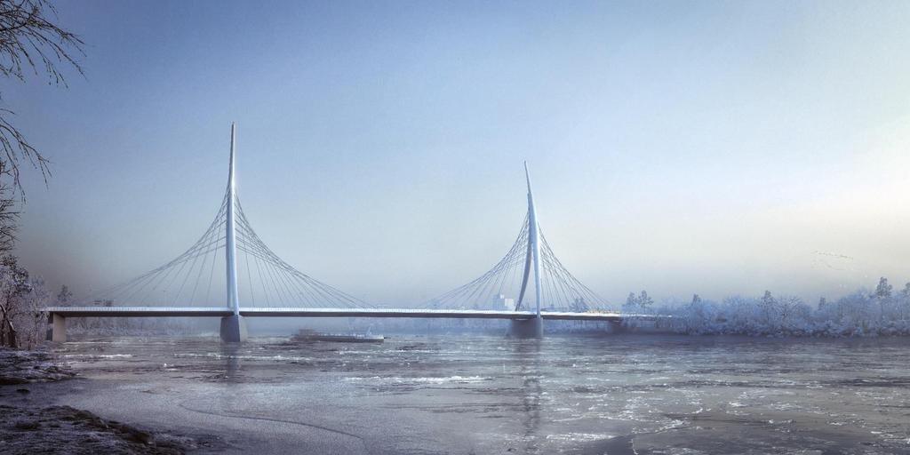LÁTVÁNYTERVEK: Antimetrikus, kétpilonos ferdekábeles híd alaprajzilag