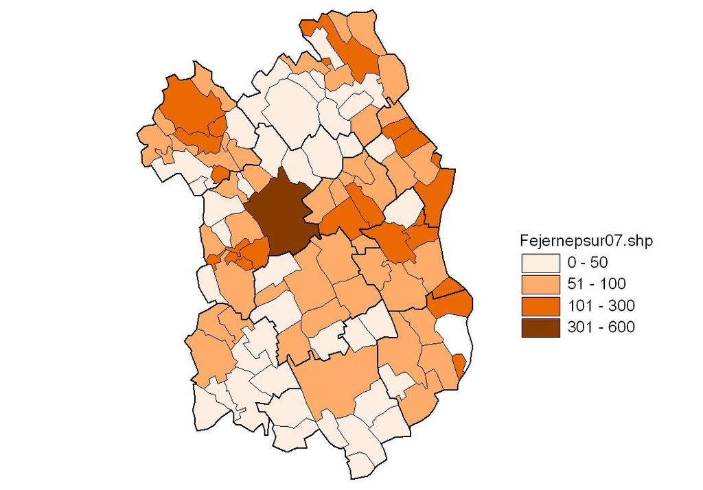 A lakónépesség nem és korcsoport szerint Fejér megyében 2007. január 1.