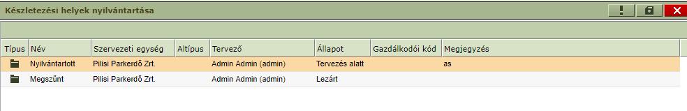 Közbenső vagy egyéb készletezési helyre generálás Az erdőrészlet nem saját területére lehet felvenni közbenső készletezési helyet, melyek legördülő listából választhatók. 2.