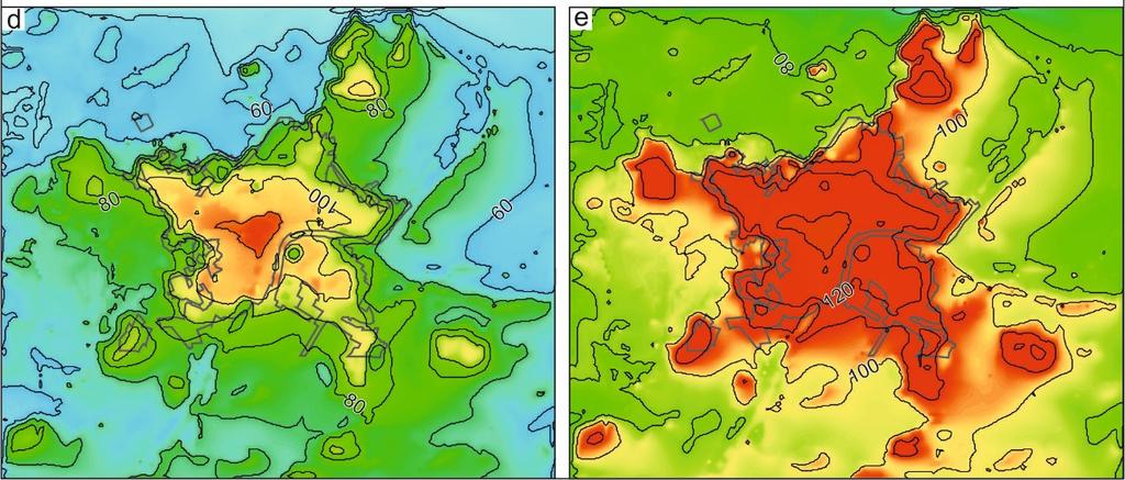 Az 1981 2010 referencia időszakban a nyári esték száma 22 104 között alakul (8.4a. ábra).