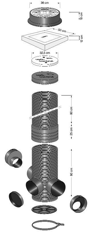 Gyalogos forgalomra elérhetõ még alumínium- vagy betonfedlap. B 125 terhelési osztályra öntvényfedlap áll rendelkezésre.