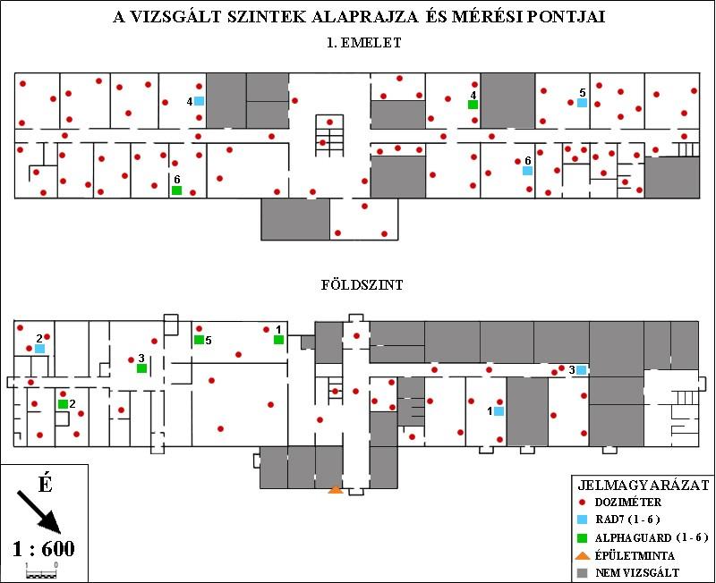 Emelet É-Ny-i szárny: 90±19 nsv/h Emelet D-k-i szárny: