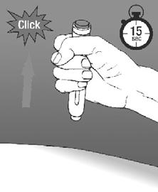 A második kattanást (klikk) követően (vagy 15-ig történő számolás után) emelje fel az előretöltött tollat az injekciózás helyéről.