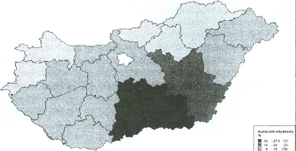 Percentage o f outskirts population by counties, 1960 Forrás: KSH adatai alapján saját számítás. 2.