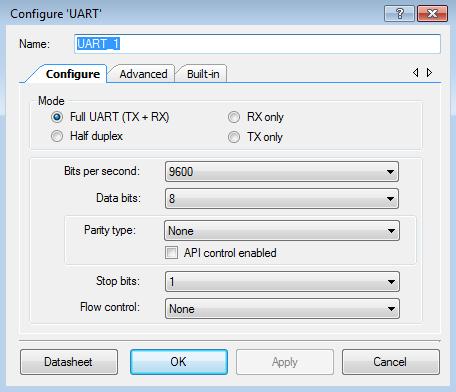 UART modul konfigurálása Az UART_1 modullal full duplex