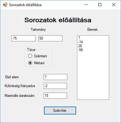 Az elkészítendő form: A Form1 osztályba írandó programkód: private void Form1_Load(object sender, EventArgs e) radiobutton1.