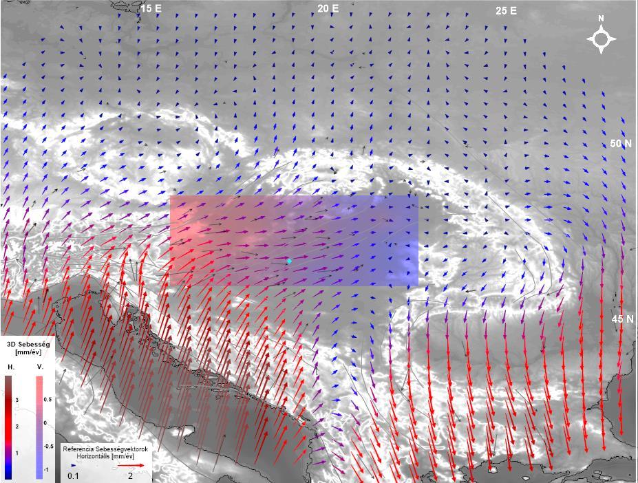 Űrgeodéziai (GPS) sebességvektorok: a vetős