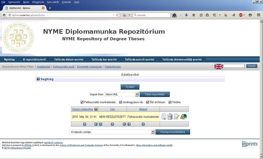 4. lépés E-mailt kapott, katt a benne lévő aktiváló linkre. A link 5. lépés Lépjen be. Itt viheti be a dolgozatát az új tétel gombra kattintva.