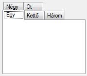 A TabControl (lapvezérlő) komponens - Tulajdonságok: MultiLine: ha értéke True, a fülek több sorba fognak elhelyezkedni, ha egy sorban nem férnek.