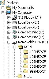 Képek másolása a számítógépre A képfájlokat tároló célmappák és fájlnevek A fényképezőgéppel rögzített képfájlok a Memory Stick Duo memóriakártyán mappákba vannak csoportosítva.
