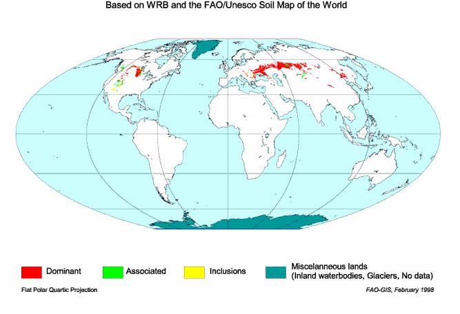Chernozems ~ 230 millió ha területen,