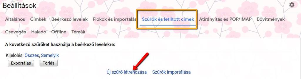 Állítsa be, hogy mi történjen a megadott feltételeknek megfelelő beérkező levelekkel (pl.