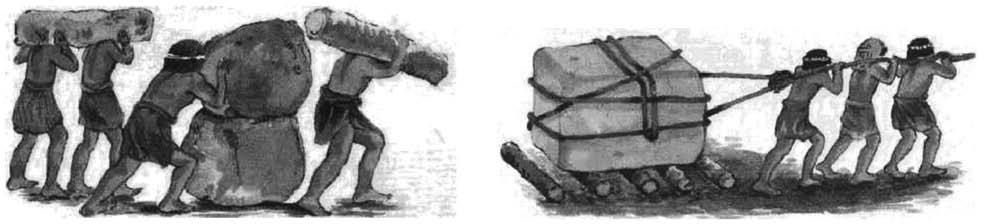 Az egyiptomiak a piramisépítésnél szintén tapasztalatokat gyűjtve javítottak a kővonszolás technikáján.