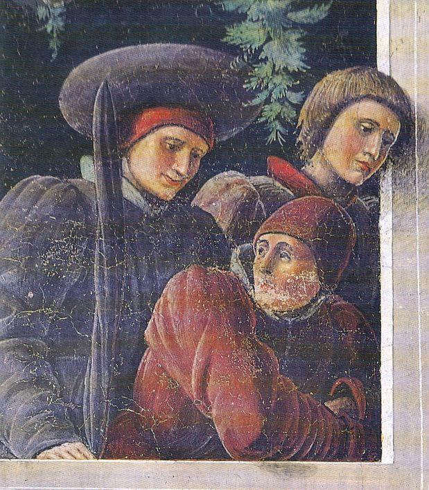 128 A padovai Szent Kristñf-freskñ ablakos részlete. Huszti Jñzsef, tôbbek kôzt, azzal érvelt Balogh Jolán hipotézise ellen, hogy Janus Pannonius megìrta ônmagárñl, hogy szőke haja volt.