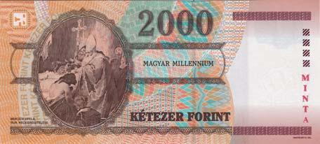 2000 Forint Bankjegy MINTA felülnyomás /Muster Überdruck/ 2007, pöttyös /mit punkten/ Budapest Tervezô /Entwerfer/ Vagyóczky Károly