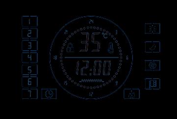 A KÉSZÜLÉK ÁTTEKINTÉSE 1 Dekoratív üveg 2 LCD kijelző 3 Kezelőpanel 4 Be-/Kikapcsoló gomb 5