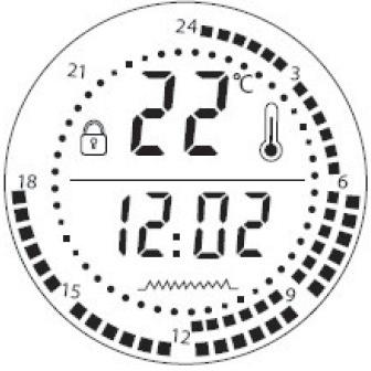 A nyílgombokkal válassza ki a fűtési módot (Komfort, Energiatakarékos és Fagymentes). A kurzor az üzemmódok között mozog. 6. Így az első 30 perces ciklust választotta ki.