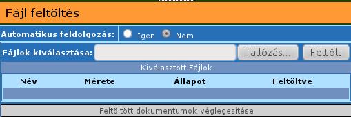 opciónál a Nem lehetőséget választjuk, akkor a feltöltést