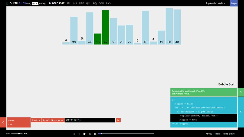 3.4. Példa a hatékony vizualizációs eszközre Bende Imre A VisuAlgo weboldal (https://visualgo.net/en/sorting) igyekszik a legtöbb elemet bevinni az előbb felsoroltakból.