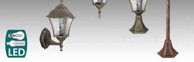Terasz- és kertvilágító lámpatestek H Terasz- és kertvilágító lámpatestek TOSCANA terasz- és kertvilágító garnitúra, antik arany Terasz- és kertvilágító garnitúra, antik arany, E27 fejű