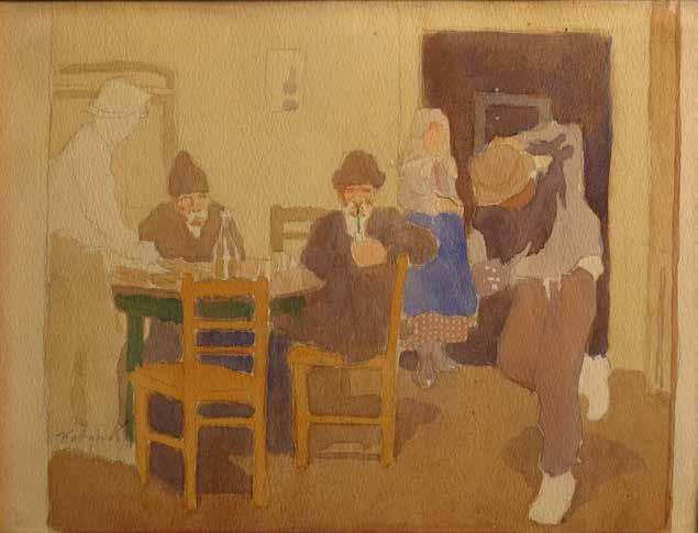 tétel KOTÁSZ KÁROLY ( 1872-1941 ) Poharazgatók 18 x 24 cm Akvarell,