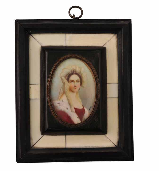 tétel MINIATÚRA Csontlemezre kézzel festett klasszicista viseletű fiatal hölgy portréja.