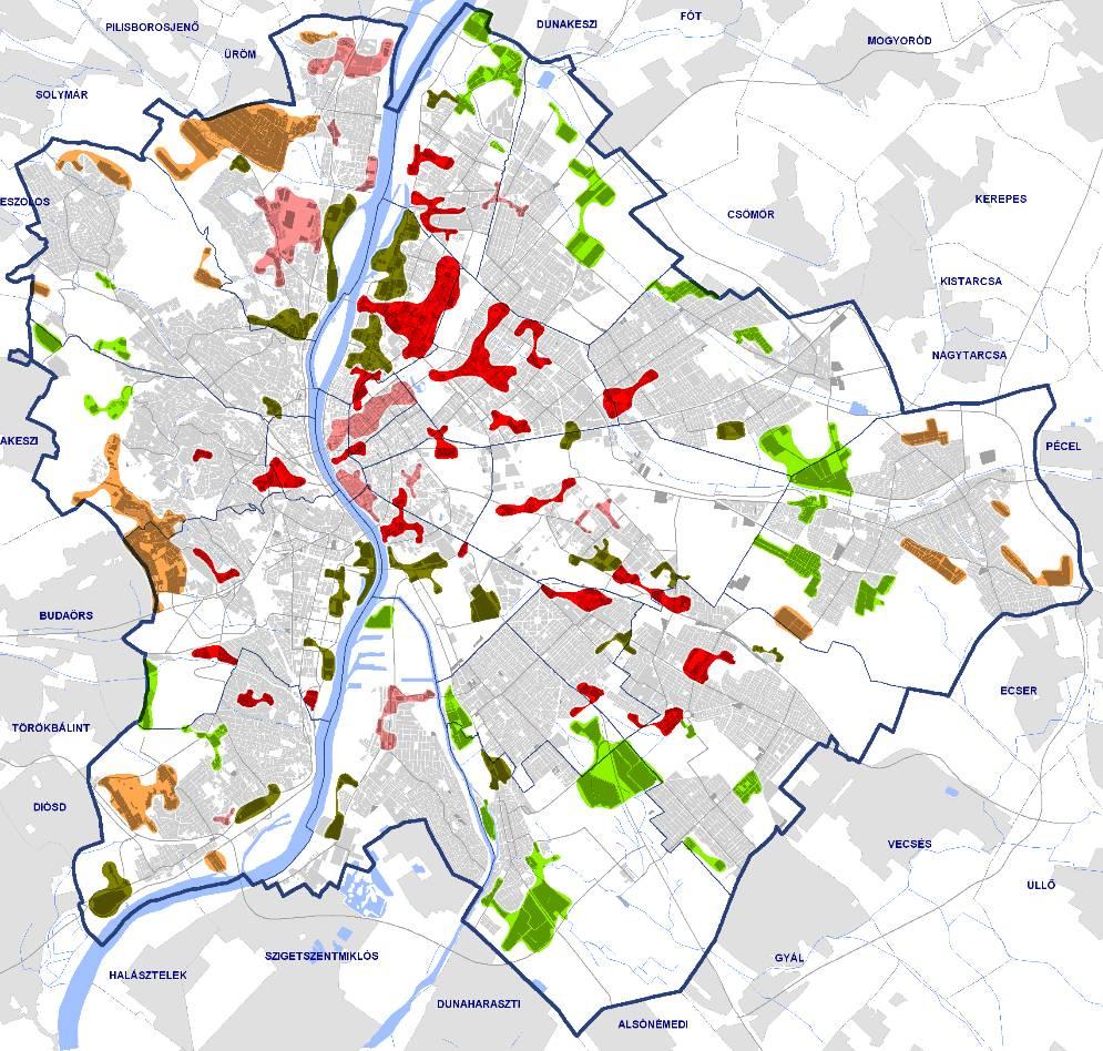 ADATGYŰJTÉS, FELDOLGOZÁS - TERÜLETHASZNÁLATI VÁLTOZÁSOK 1990 UTÁN Az 1990 utáni fejlesztések helyszínei szétszórtan