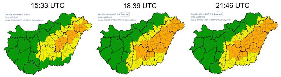 Az Országos Meteorológiai Szolgálat március 17-én délután és éjszaka az Alföld nagy részére első vagy második