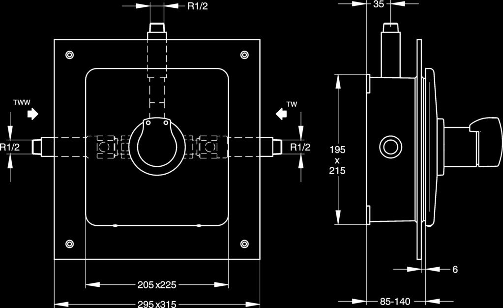 csőhosszabbító szet 20 mm Z-AQUA038 7612982013164 63, AQUALINE-Therm fali zuhany csaptelep kézi