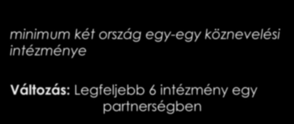 Partnerség összetétele minimum két ország egy-egy köznevelési